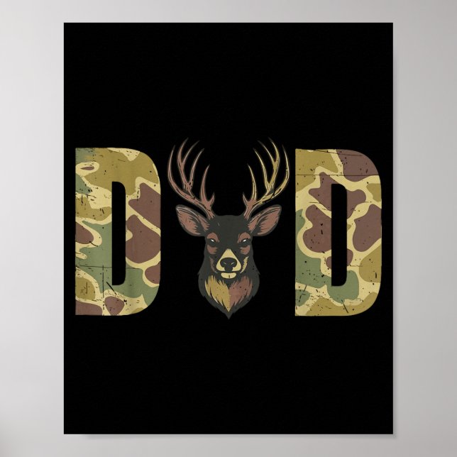 Hunting Dad Camo Deer Hunting Gift From Son Daught Poster (Framsidan)