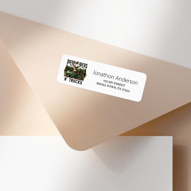 Hunting Ducks Trucks Bucks Address Label Returadress Etikett (Skapare uppladdad)