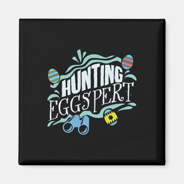 Hunting Eggspert Easter Bunny Egg  Magnet (Framsidan)