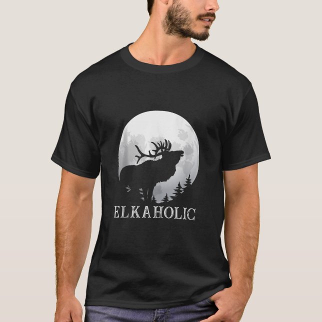Hunting ElkaholHunters Funny Wilderness Hunting T Shirt (Framsida)