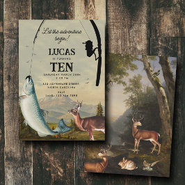 Hunting Fishing Adventure Begins Kids Birthday Inbjudningar