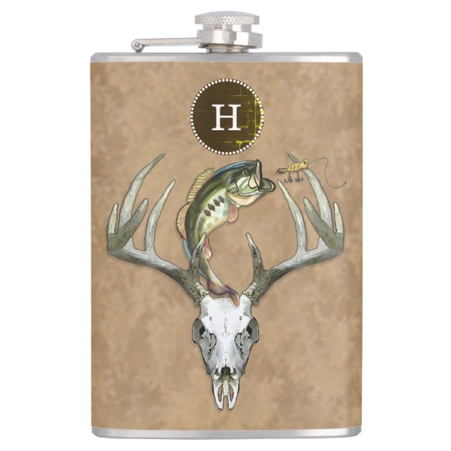 Hunting Fishing Antlers Bass Monogram Initial Fickplunta (Framsidan)