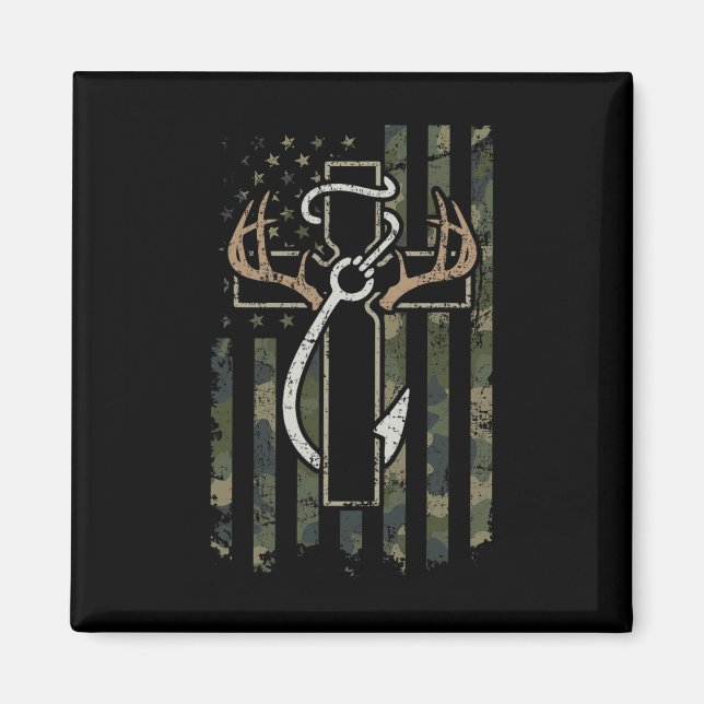 Hunting Fishing Faith - Christian Hunter Fisherman Magnet (Framsidan)