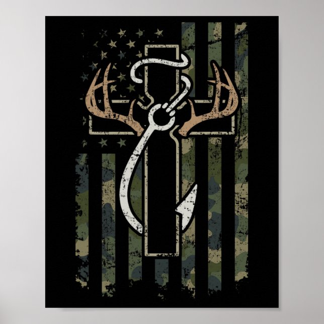 Hunting Fishing Faith - Christian Hunter Fisherman Poster (Framsidan)