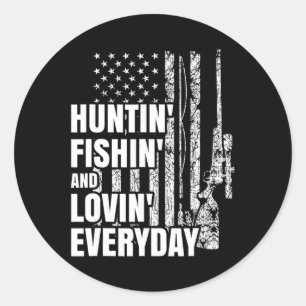 Hunting Fishing Loving Dagaily American Hjort Hunt Runt Klistermärke