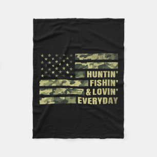 Hunting Fishing Loving varje dag Camo American Fla Fleecefilt