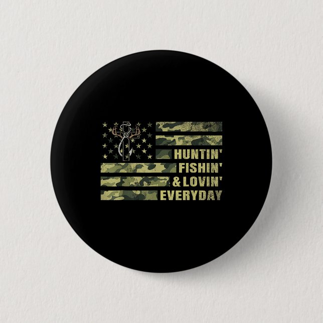 Hunting Fishing Loving varje dag Camo American Fla Knapp (Framsida)
