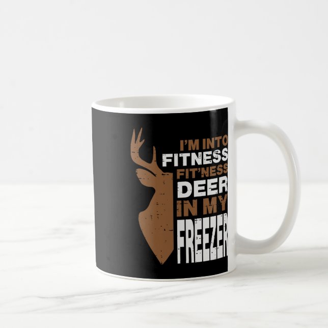 Hunting Fitness Hjort in Freezer Funny Hunter Mana Kaffemugg (Höger)