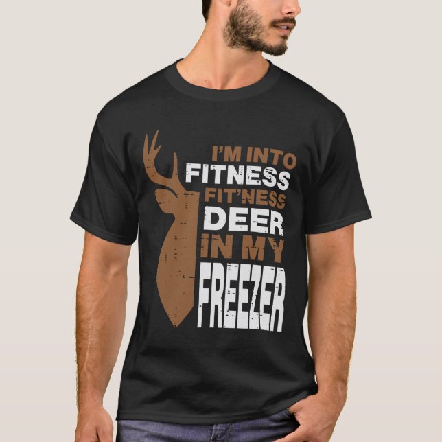 Hunting Fitness Hjort in Freezer Funny Hunter Mana T Shirt (Framsida)
