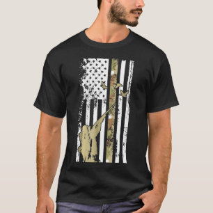 Hunting Flagga Gun Rifle Hunt Anka American Flagga T Shirt