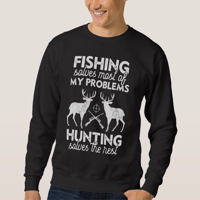 Hunting Funny Saying Fishing Humor Quote Hunter Me Lång Ärmad Tröja (Framsida)