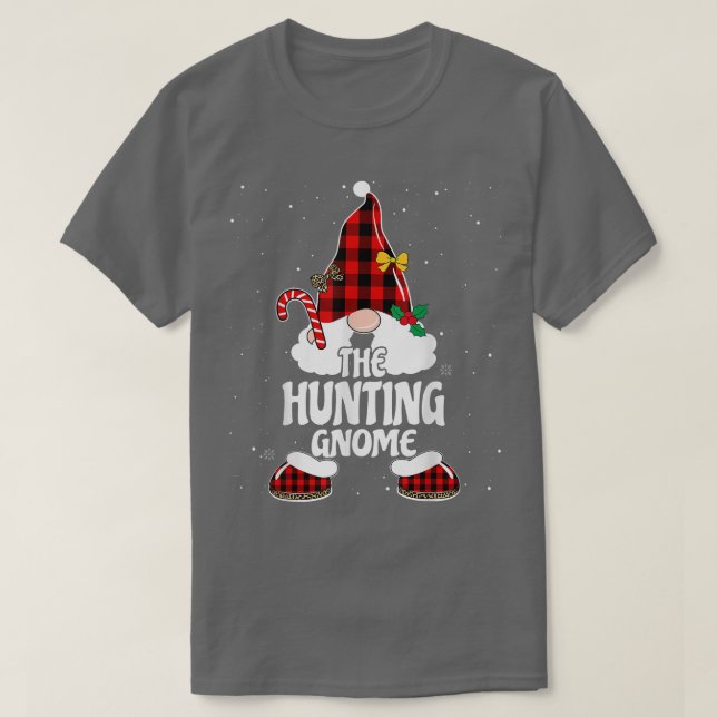 Hunting Gnome Buffalo Plade Matching Family Kristu T Shirt (Design framsida)