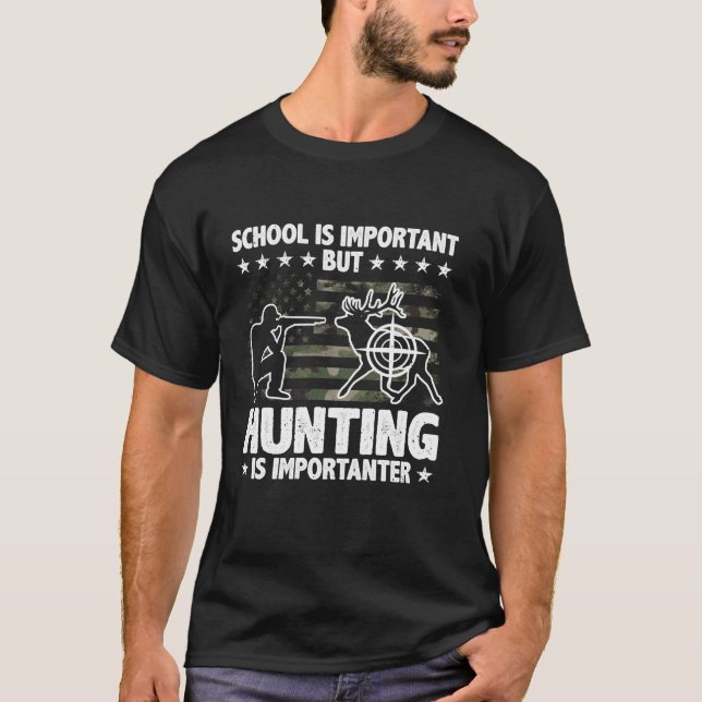 Hunting Hjort Buck Hunting Patriotic Hunter Long S T Shirt (Framsida)