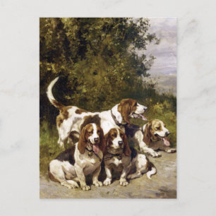 Hunting Hundar - Vintage Hund Art av Charles de Pe Vykort