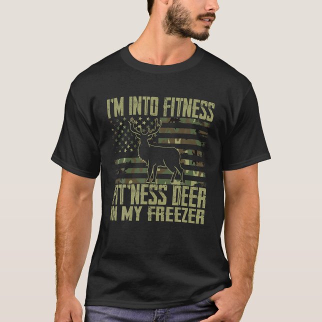 Hunting jag är i Fitness Hjort Freezer Funny Gift  T Shirt (Framsida)
