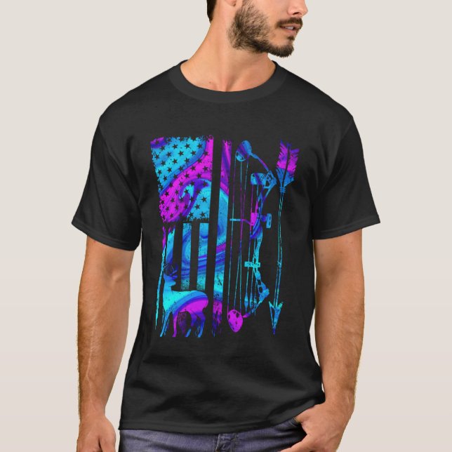 Hunting Life Hjort-jakt på amerikanska Flagga Patr T Shirt (Framsida)