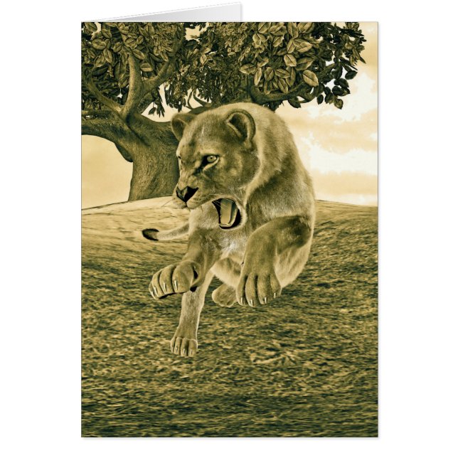 Hunting Lioness Hälsningskort (Framsidan)