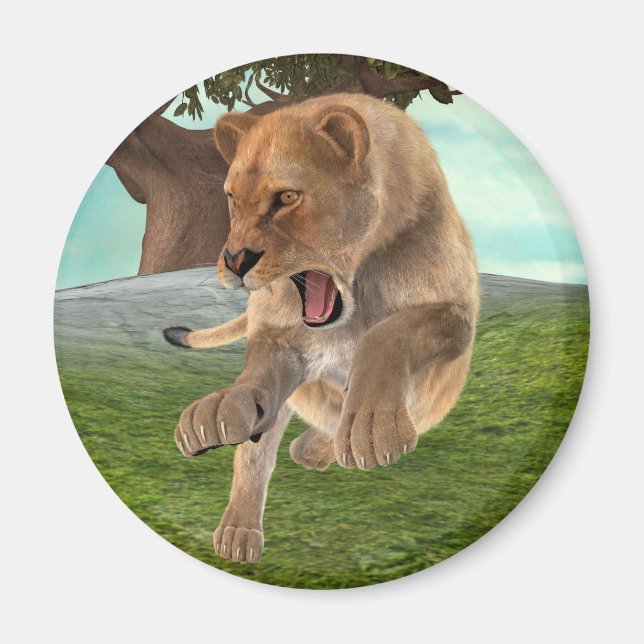 Hunting Lioness Magnet (Framsidan)
