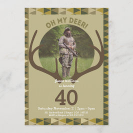 Hunting Manar Camo Hjort Antlers Birthday Inbjudningar
