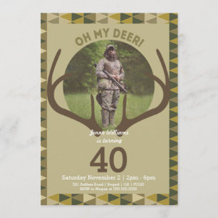 Hunting Manar Camo Hjort Antlers Birthday Inbjudningar