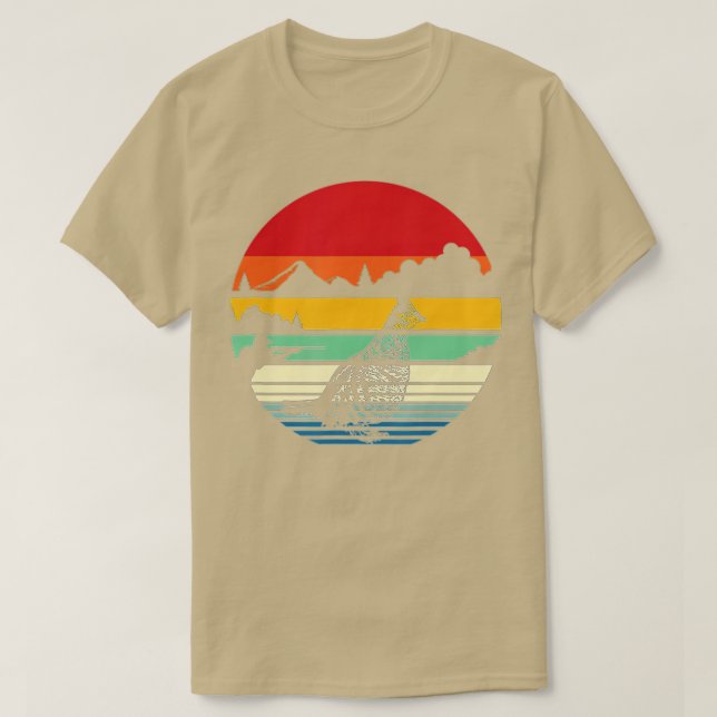 Hunting Ruffed Grouse-fågeln-Retro clouely H T Shirt (Design framsida)