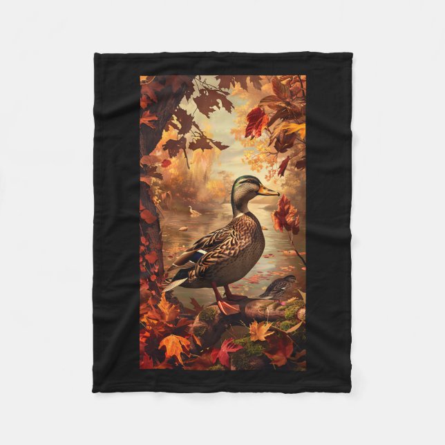 Hunting Scene Mallard Anka Autumn Wildlife Nature Fleecefilt (Framsidan)