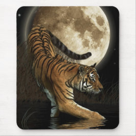 Hunting Tiger & Full Moon Wildlife Art Musmatta