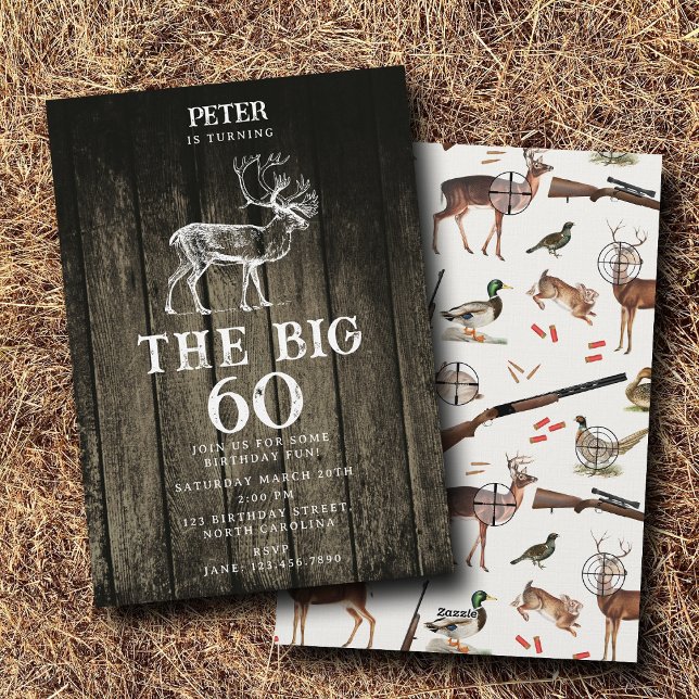 Hunting Wildlife Outdoorsman Adult Birthday Party Inbjudningar (Hunting Wildlife Outdoorsman Adult Birthday Party Invitation)