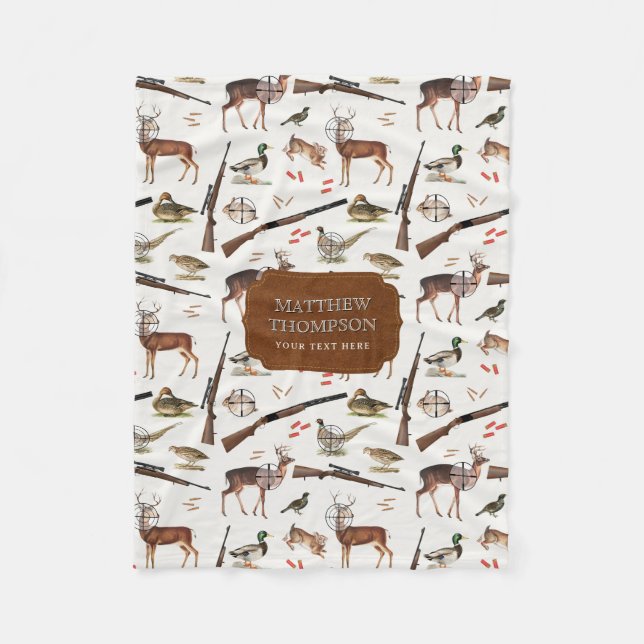 Hunting Wildlife Outdoorsman Pattern Fleecefilt (Framsidan)