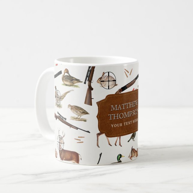 Hunting Wildlife Outdoorsman Pattern Kaffemugg (Framsida vänster)
