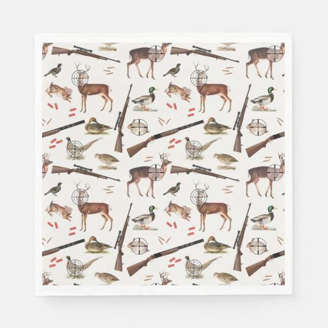 Hunting Wildlife Outdoorsman Pattern Pappersservett (Framsidan)
