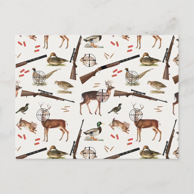 Hunting Wildlife Outdoorsman Pattern Vykort (Framsida)