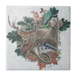 Hunting with a Weimaraner, ’Grått Ghost’ Kakelplatta