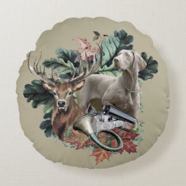 Hunting with a Weimaraner, ’Grått Ghost’ Rund Kudde