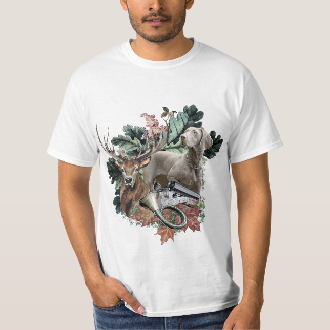 Hunting with a Weimaraner, ’Grått Ghost’ T Shirt (Framsida)