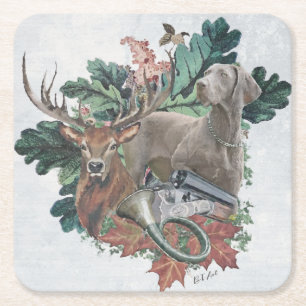 Hunting with a Weimaraner, ’Grått Ghost’ Underlägg Papper Kvadrat
