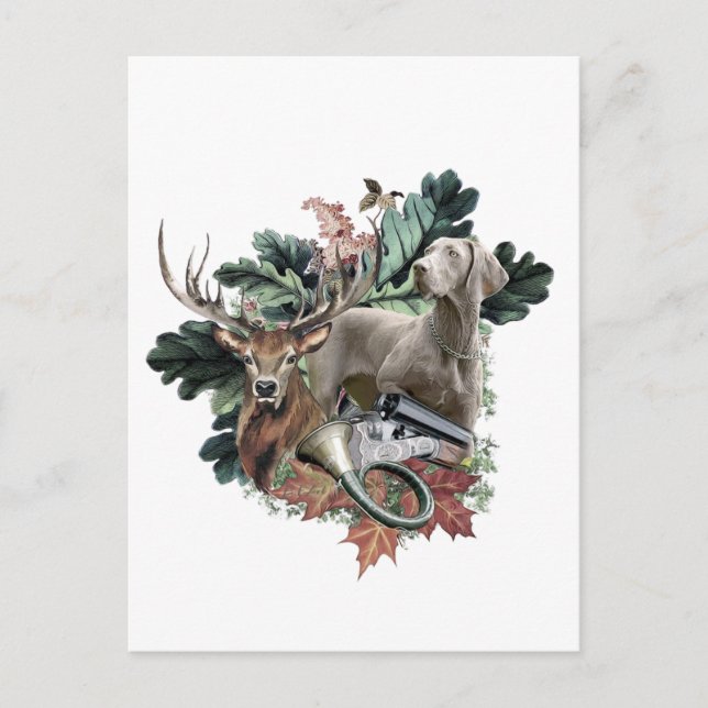 Hunting with a Weimaraner, ’Grått Ghost’ Vykort (Framsida)