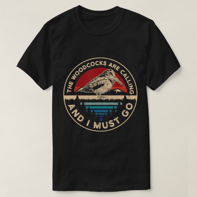 Hunting Woodcock-fågel - Retro mobila rop Hun T Shirt (Design framsida)
