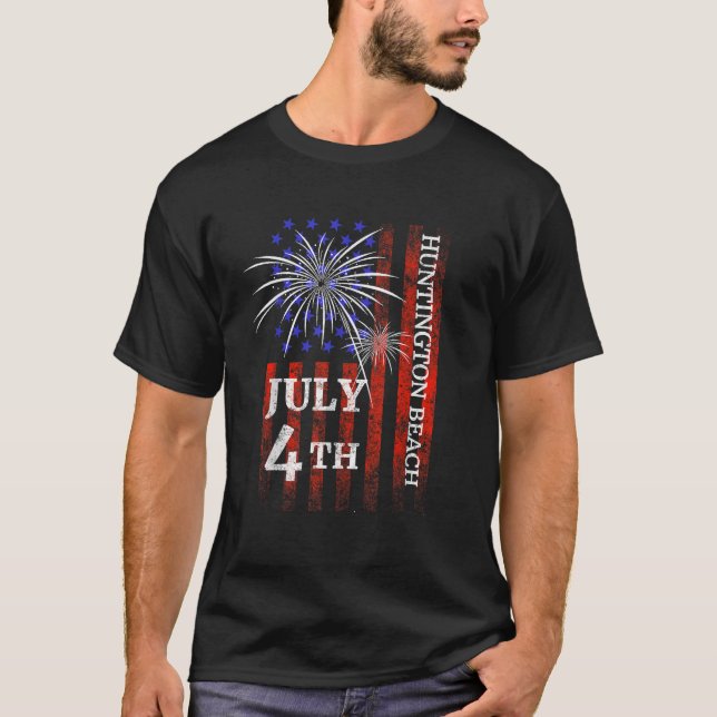 Huntington Beach 4:e juli Independence day T Shirt (Framsida)