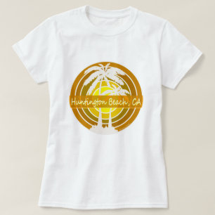 Huntington Beach CA med palmträd T-shirt