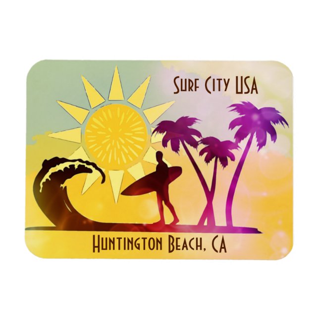 Huntington Beach CA Surfa City USA Postcard Magnet (Horisontell)