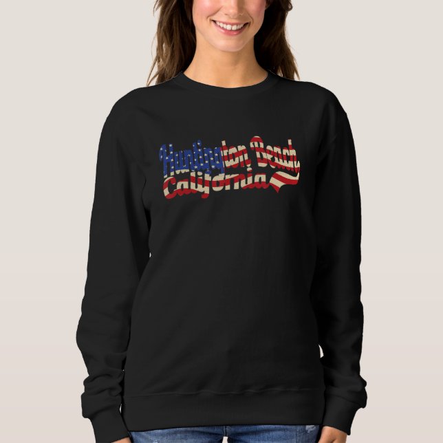 Huntington Beach California American Flag T Shirt (Framsida)
