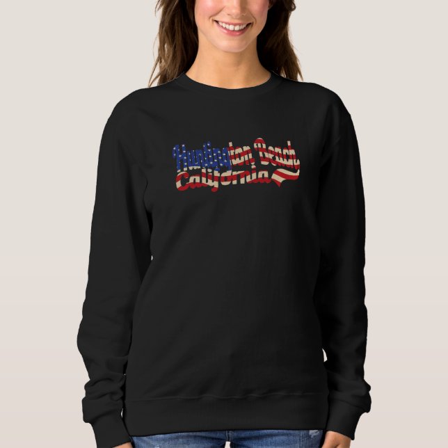 Huntington Beach California American Flag T Shirt (Framsida)