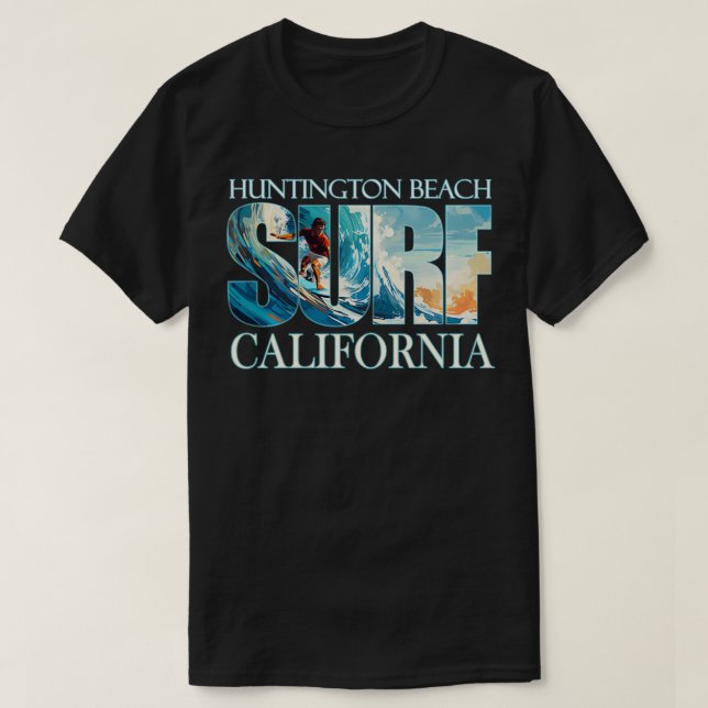 Huntington Beach California Beach Surfing T Shirt (Design framsida)
