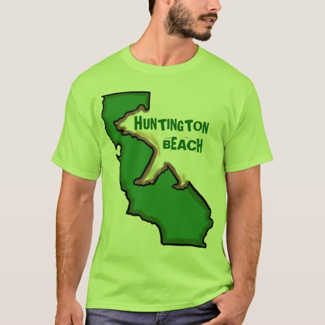 Huntington Beach California grönt State-killar T Tee (Framsida)