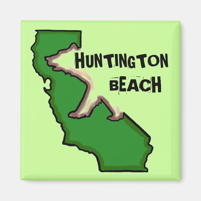 Huntington Beach California grönt state magnet (Framsidan)