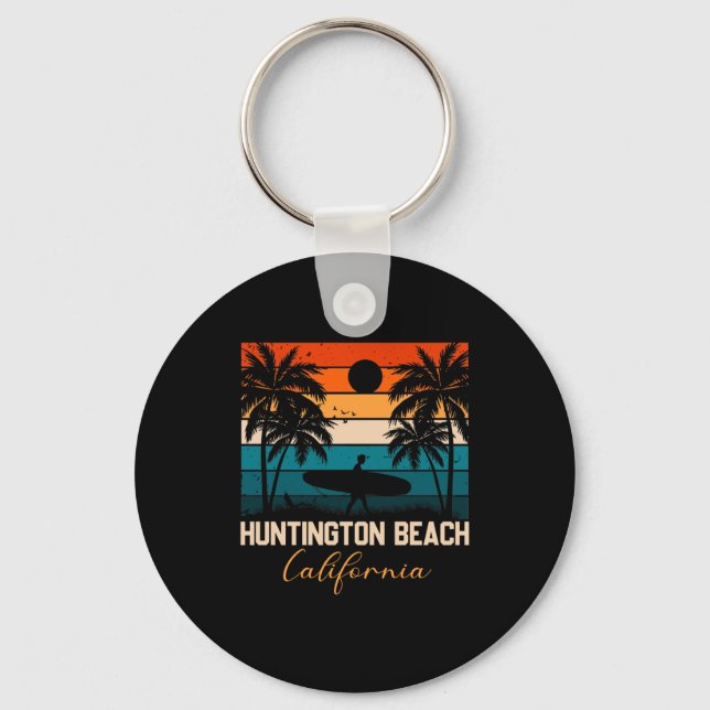 Huntington Beach California Handflatan Vacation Re Nyckelring (Framsida)