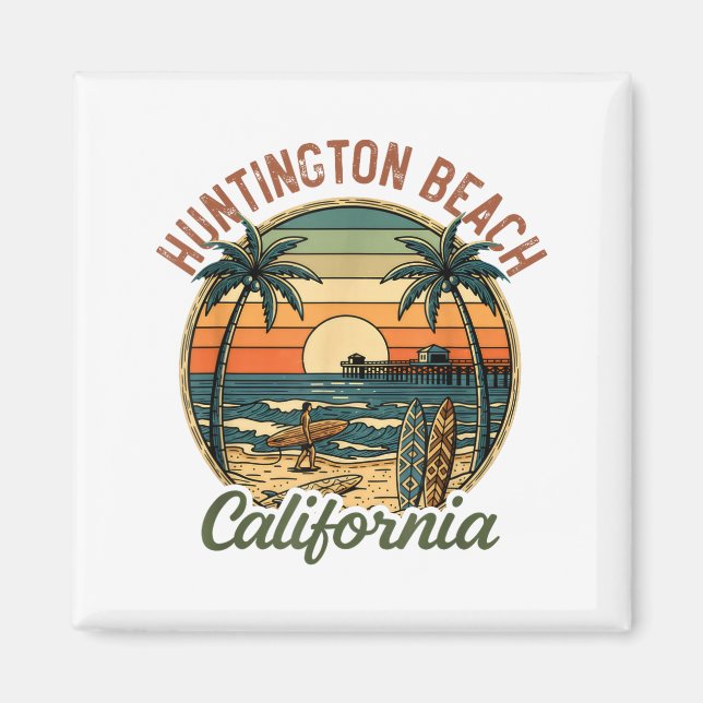Huntington Beach California Los Angeles Surfer Vin Magnet (Framsidan)