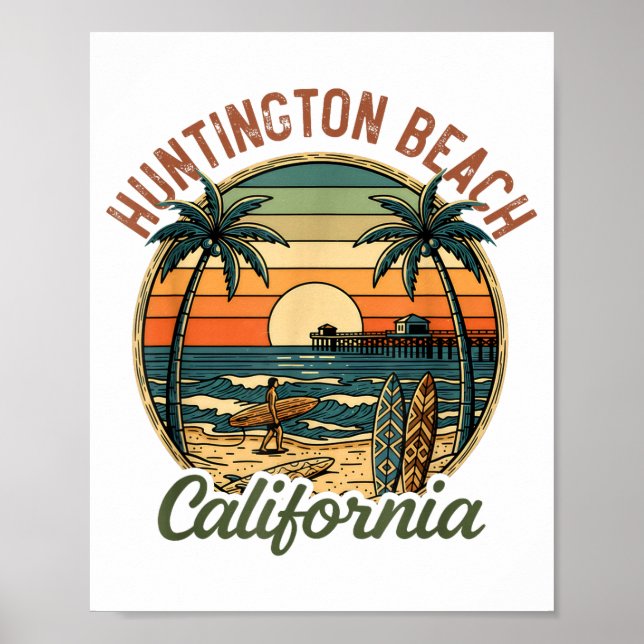 Huntington Beach California Los Angeles Surfer Vin Poster (Framsidan)