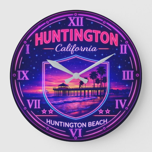Huntington Beach California Pier Stor Klocka (Framsida)